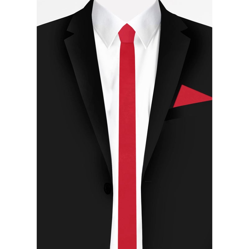 Jacob Alexander Ultra Skinny 1.5" Men's Solid Necktie - Red - Image 3